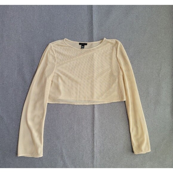 H:ours Revolve Hours XL Tan Mesh Long Sleeve Crop 1548 - Picture 1 of 6
